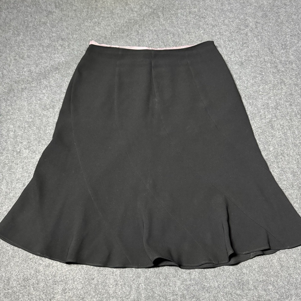 VTG 90s DRAMA Swirl Paneled Black Midi Skirt Size 6 Grunge Goth‎ Whimsy Retro